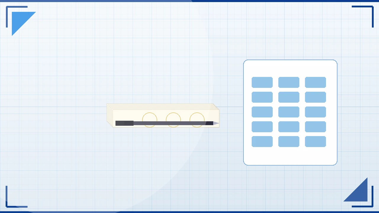 Wide editorial view of a pale-blue desk mat with a stack of cream paper vouchers beside a slim tablet showing a softly blurred promo grid, used here as the promotions overview hero